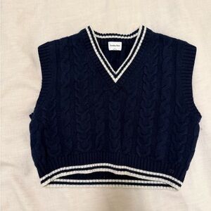 Navy Sunday Best Cable Knit Sweater Vest